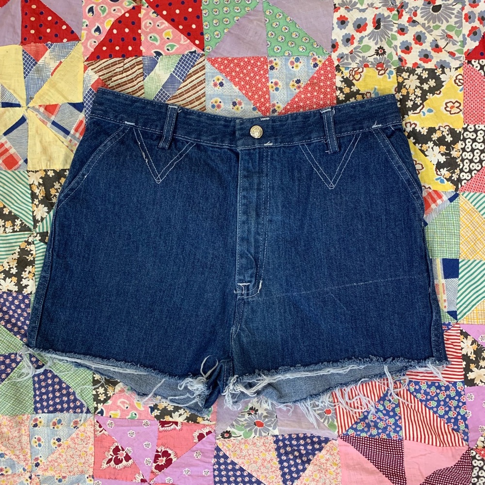 Real RARE Vintage 70s Cut Off Dark Wash Shorts 6